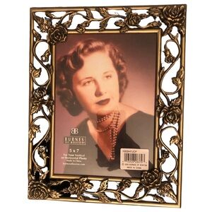 NIB Vintage 2003 Burnes of Boston Gold Rose Metal Frame | 5x7 Photo